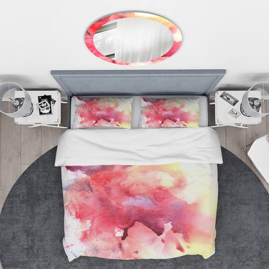 Designart 'Abstract Composition of Pink and Purple' Mid-Century Modern Bedding Set